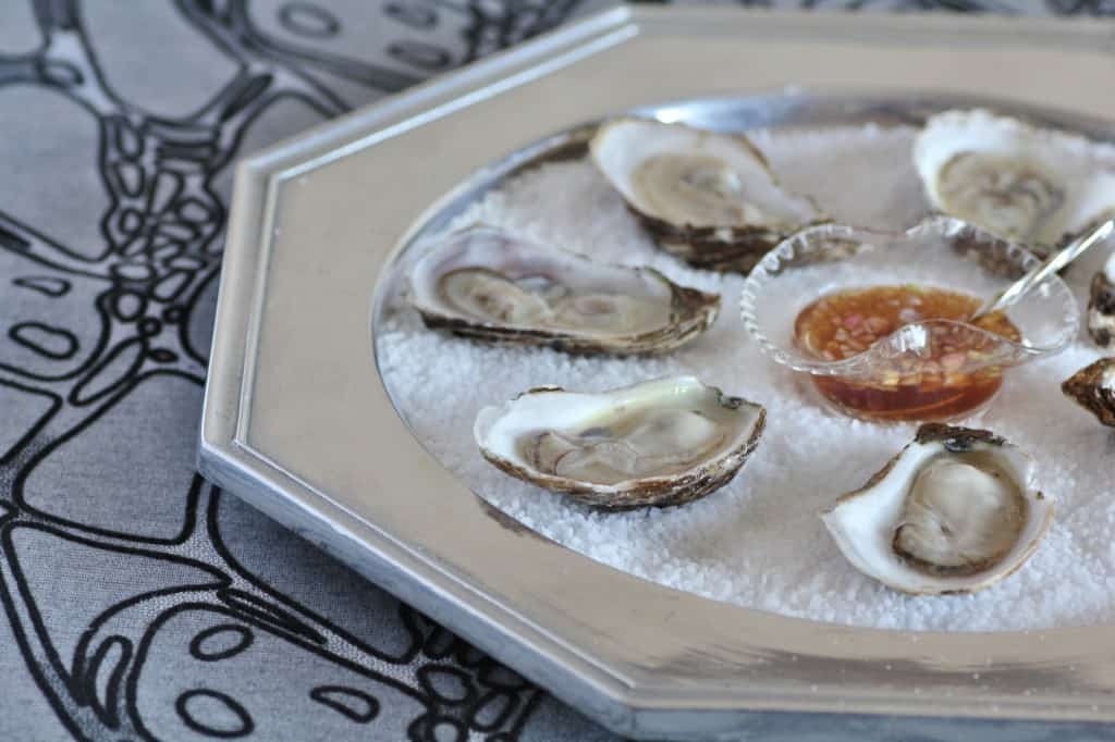 Freshly shucked oysters