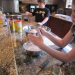 Sifting the cake flour