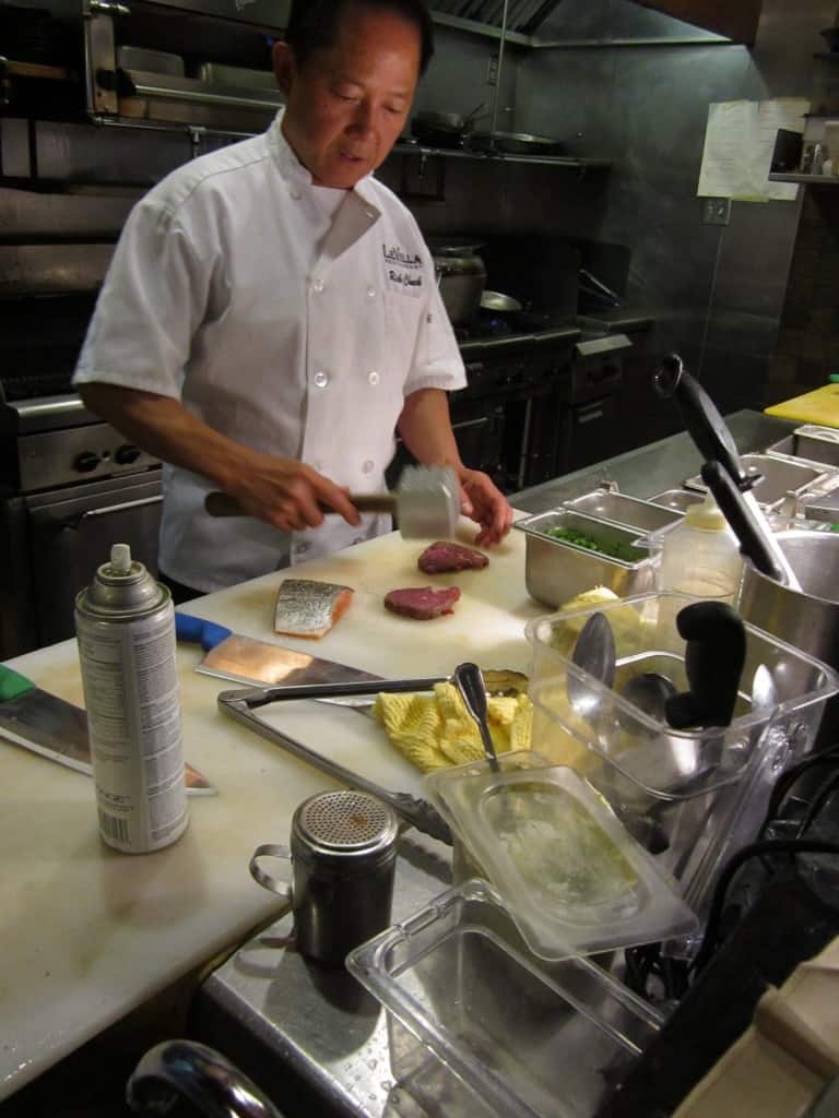 Preparing the steak for Steak Diane