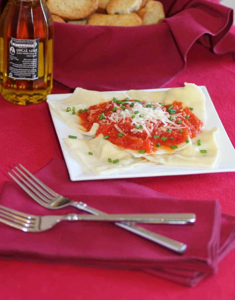 Cheese Ravioli with a Red Pepper Tomato Sauce