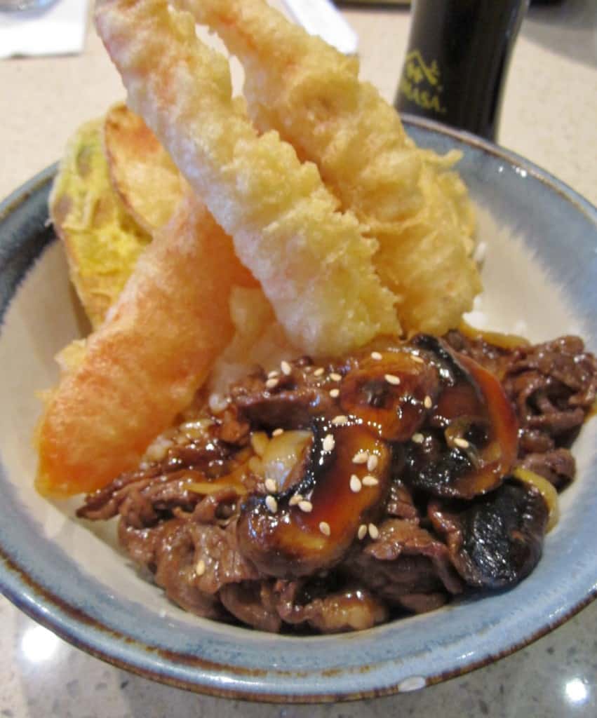 Tempura and Beef Teriyaki Don