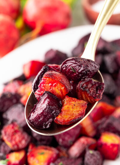 A spoonful of roasted beets.