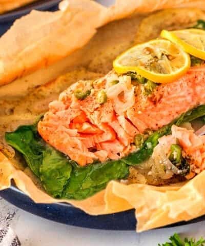 Salmon en Papillote on a plate