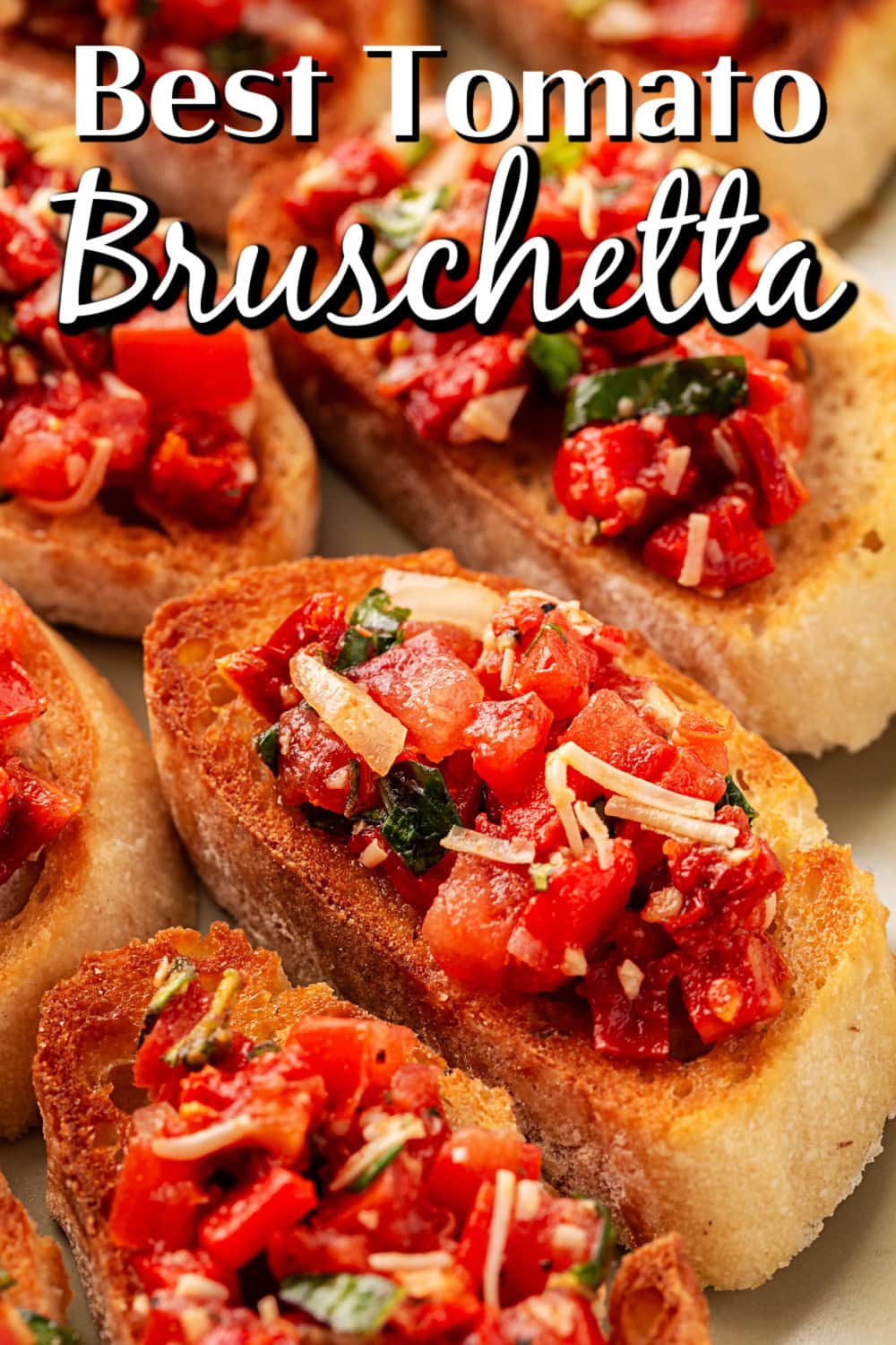 This Best Tomato Bruschetta recipe will have you making it all year round. The flavors are perfectly balanced and one that I get rave reviews from. Best Tomato Bruschetta Pin.