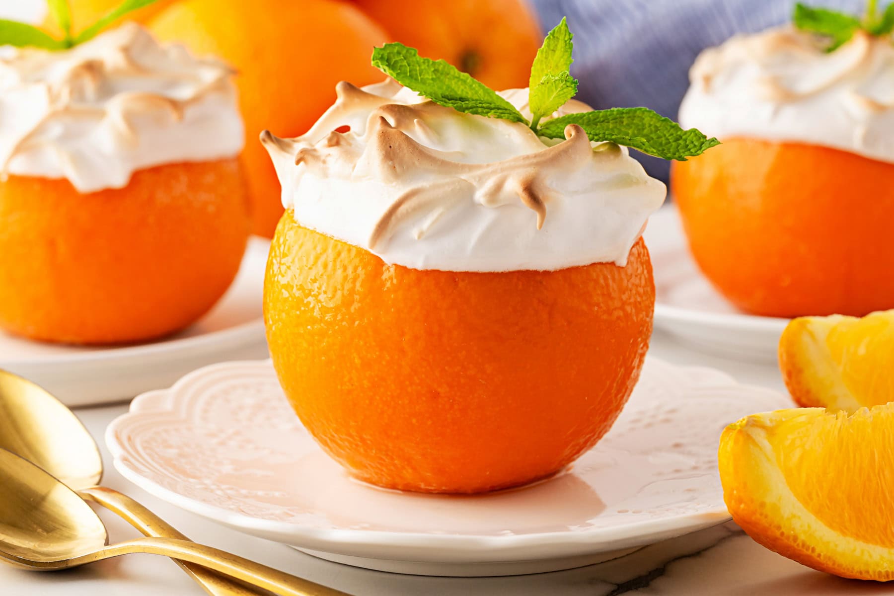 Horizontal photo of Orange Baked Alaska. 