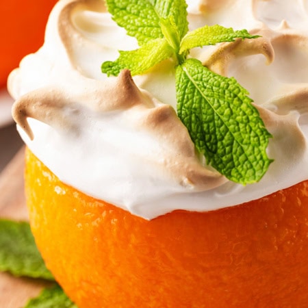 Orange Baked Alaska Recipe close-up.