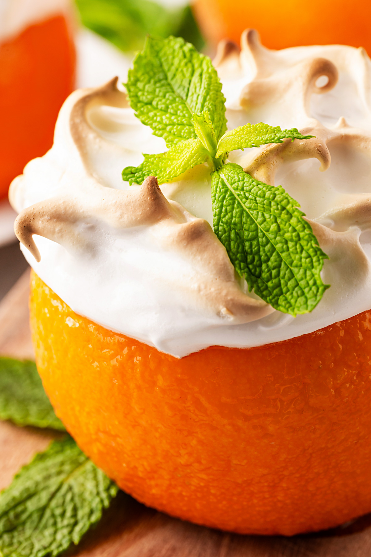 Orange Baked Alaska Recipe close-up.