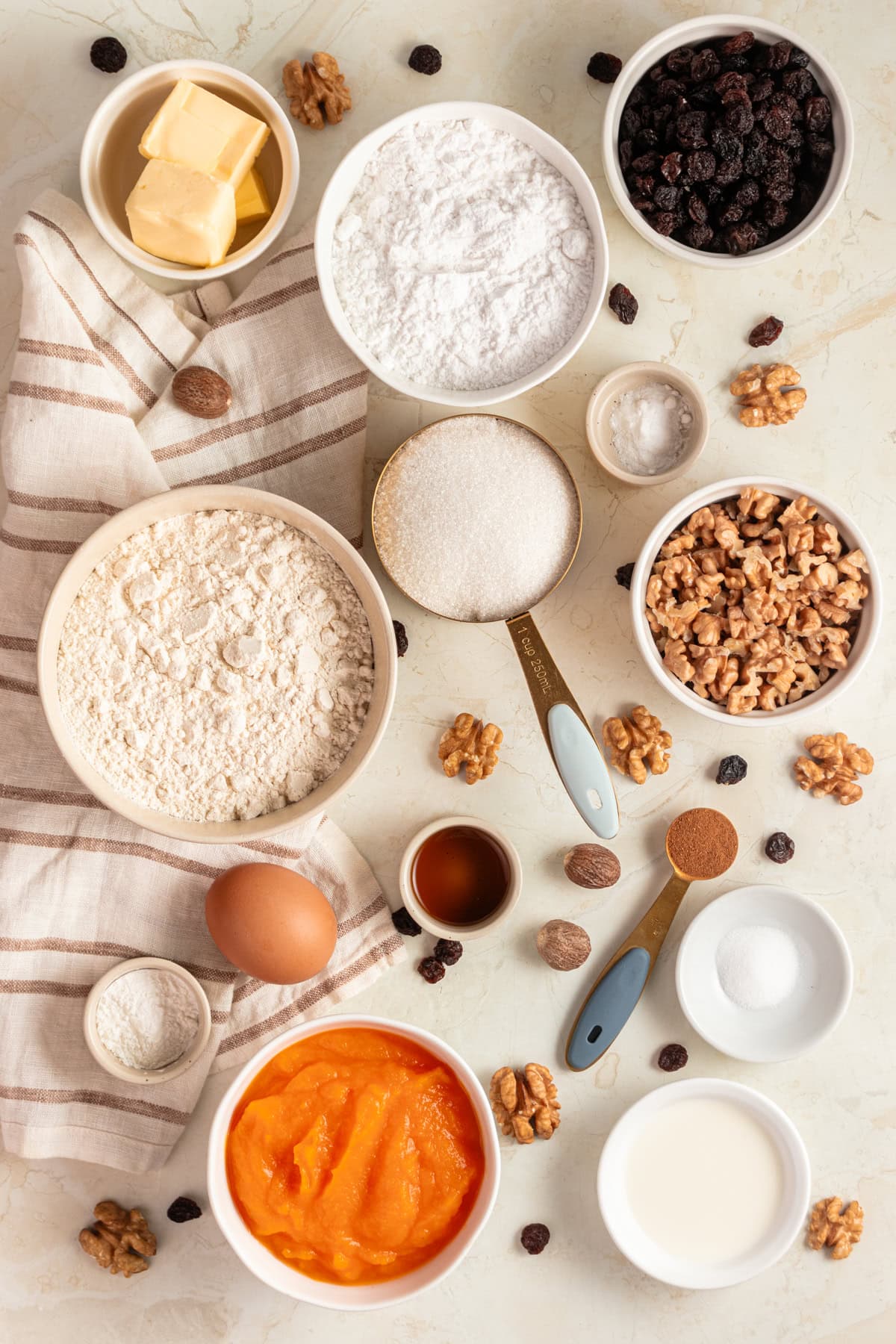 Pumpkin cookies ingredients on the counter.