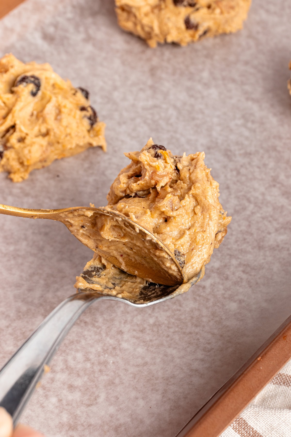 Making the pumpkin cookies.