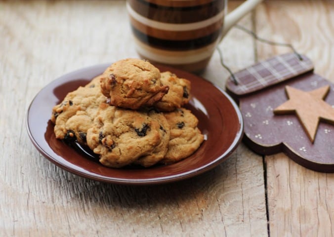 Holly Hermits cookies stacked on a small brown plate 