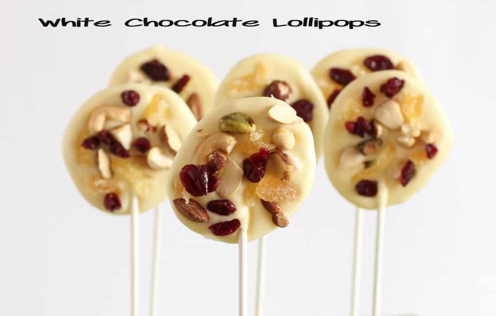 6 White Chocolate Loliipops standing up