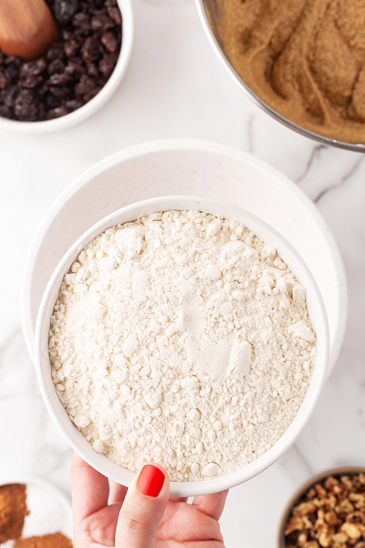 Flour in a bowl. 