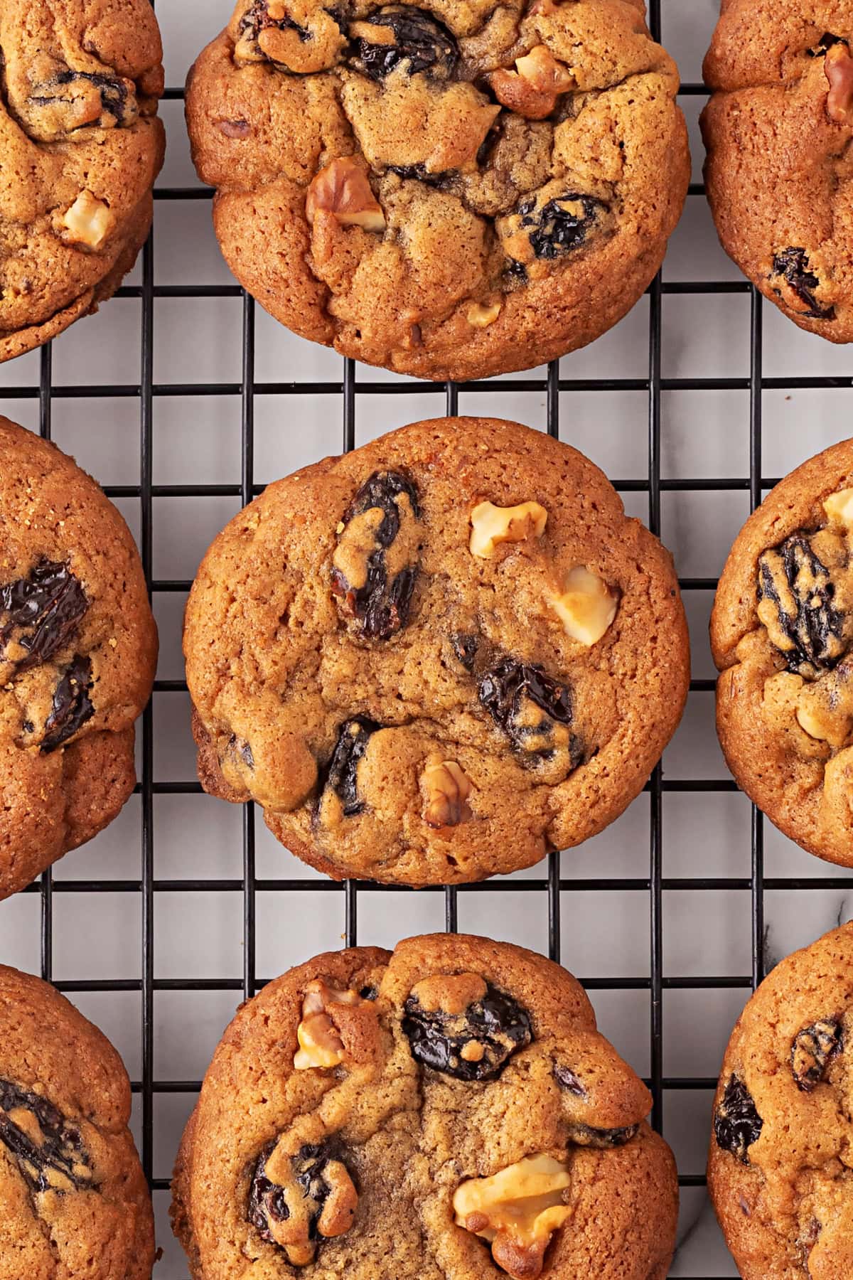 Cookies on a cooling rack. 