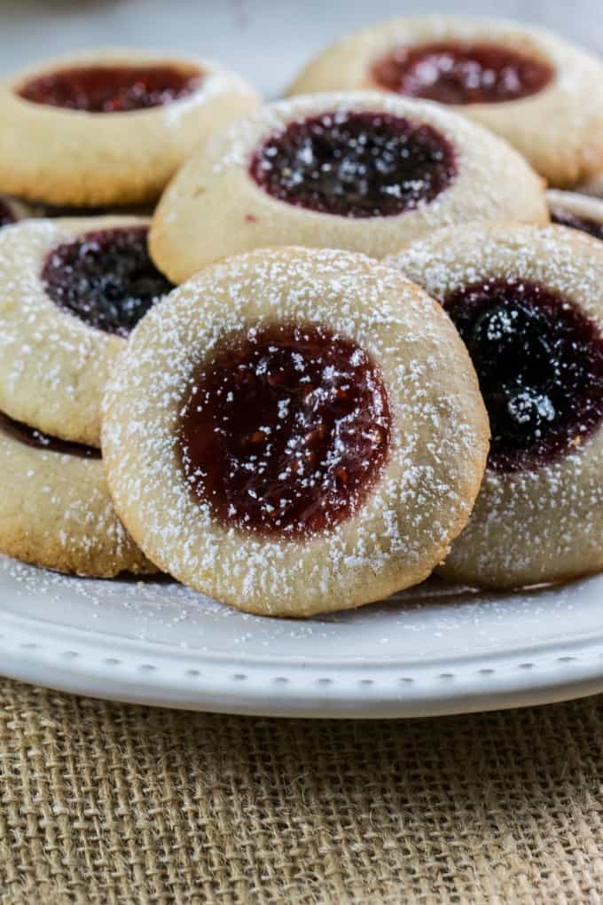 Close up of Jam Thumbprint Cookies