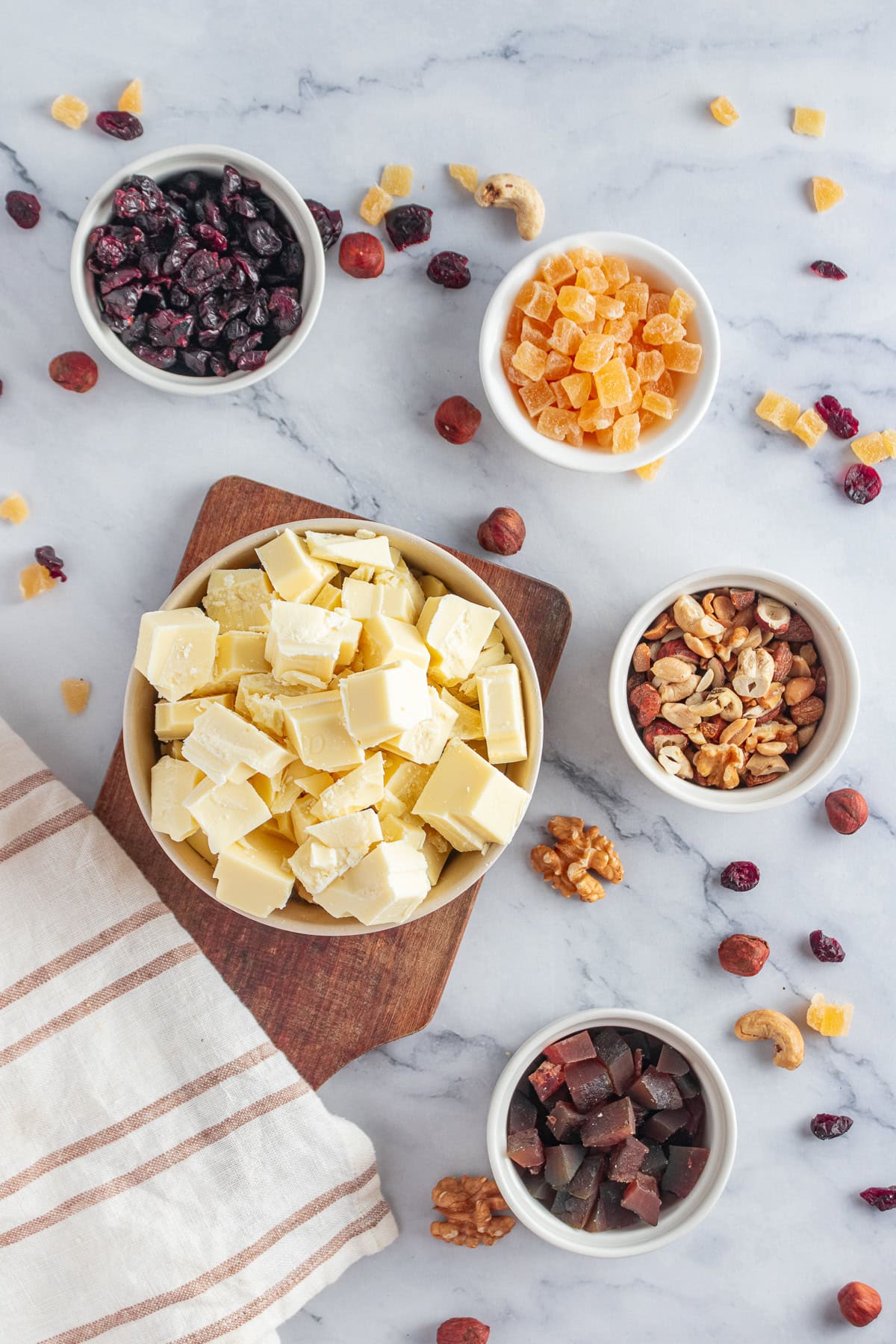 White Chocolate Bark ingredients.