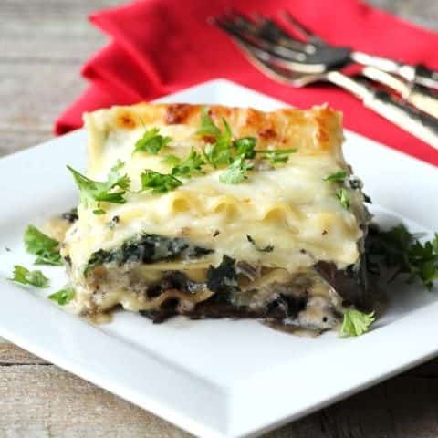 Mushroom, Spinach and Four Cheese Lasagna