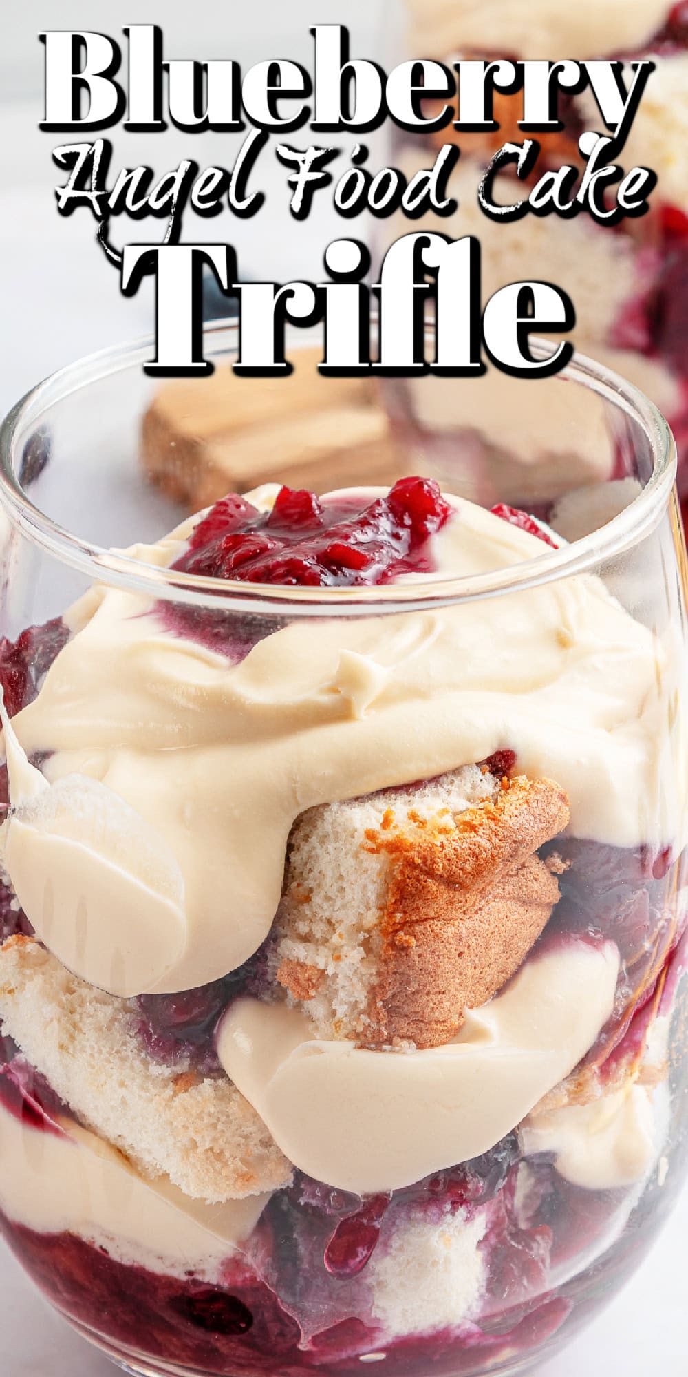 This Blueberry Angel Food Cake Trifle is a masterpiece for the summer, celebrating not only blueberries but also peaches and the flavor of lemon too. It is a winner that you will want to make again. Blueberry Angel Food Cake Trifle Pin.