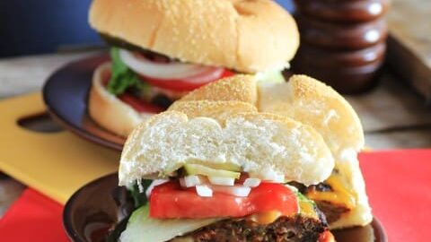 Bacon, Pickle and Cheese Stuffed Burgers