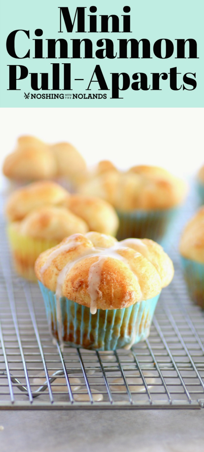 Mini Cinnamon Pull Aparts on a wire cooling rack