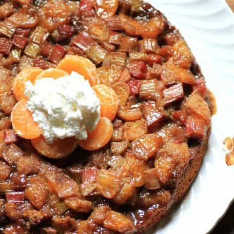 Rhubarb Mandarin Skillet Upside Down Cake