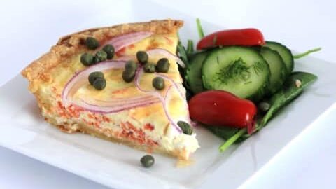 Smoked Salmon and Cream Cheese Quiche for Canada Day