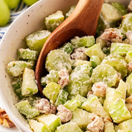 Waldorf Salad Recipe in a bowl.