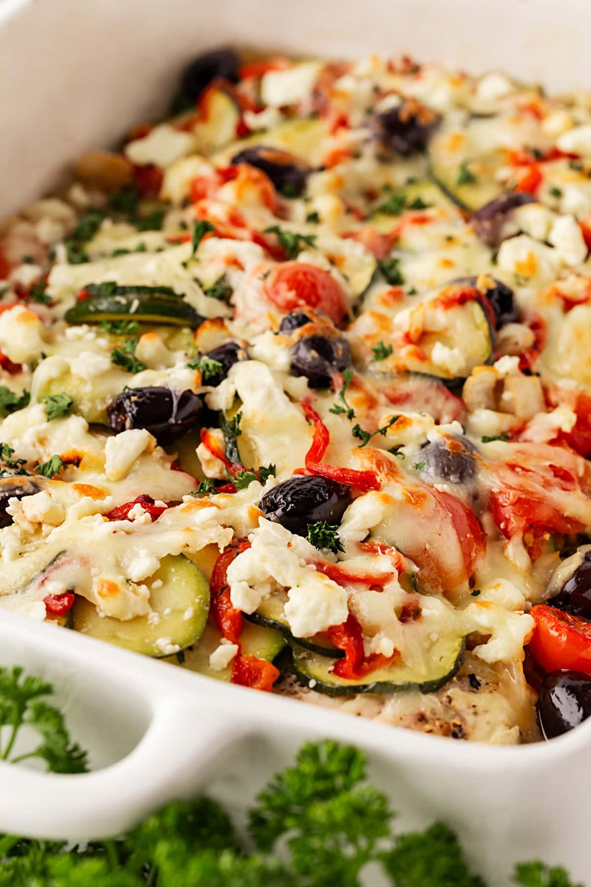 Mediterranean Chicken Bake close-up. 