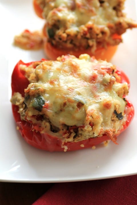 Quinoa-Stuffed Peppers on a white plate