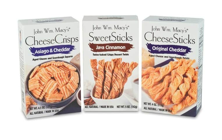 Sweet sticks boxes showing different flavors
