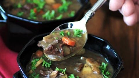 Beef, Wine and Mushroom Soup for #SundaySupper
