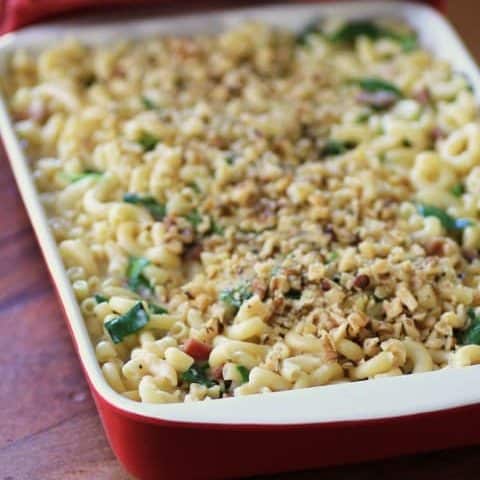 Spinach Proscuitto Macaroni and Cheese for #SundaySupper