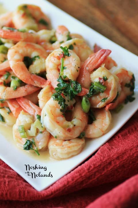 Shrimp in Mustard Sauce on a white plate