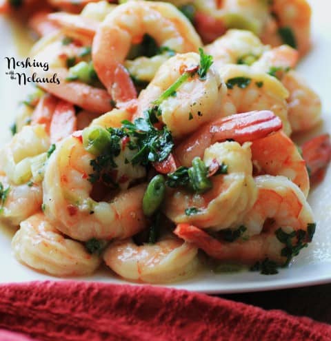 Shrimp in Mustard Sauce on a white plate