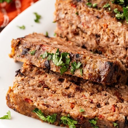 Sliced Mediterranean Meatloaf.