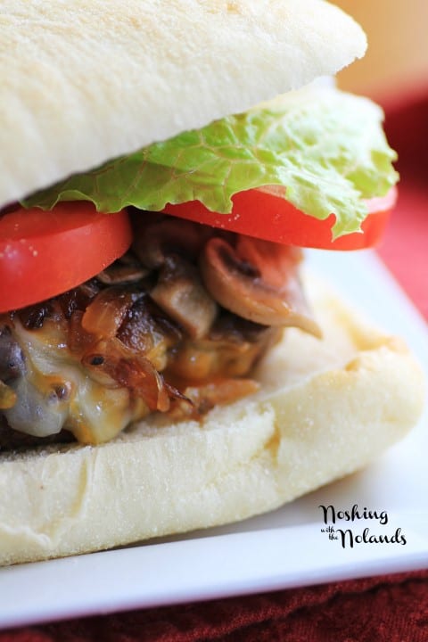 Caramelized Onion Mushroom Cheeseburger by Noshing With The Nolands 