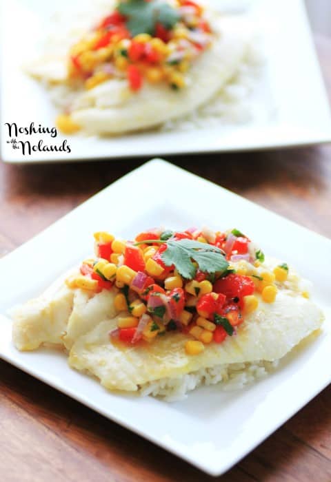 Fish Fillet with Corn and Red Pepper Salsa by Noshing With The Nolands 