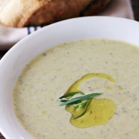 Roasted Asparagus Mushroom Brie Soup for #CampbellsGlutenFree #Promo