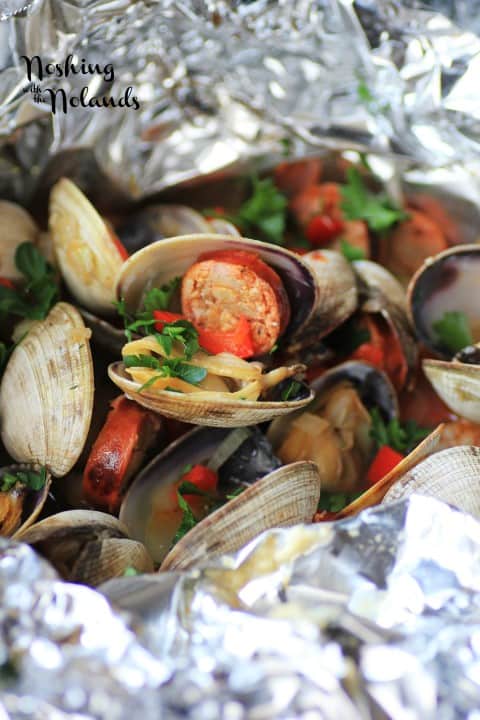 Grilled Clams with Chorizo by Noshing With The Nolands 