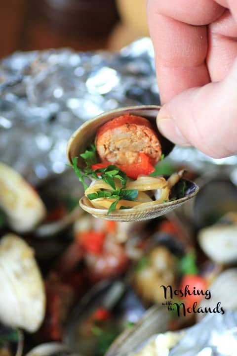 Grilled Clams with Chorizo by Noshing With The Nolands 