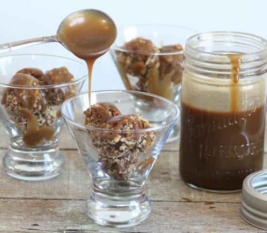 Chocolate Pecan Ice Cream Balls with Salted Caramel by Noshing With The Nolands