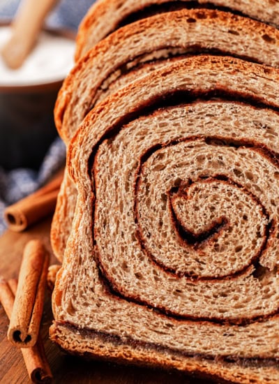 Sliced bread close-up.