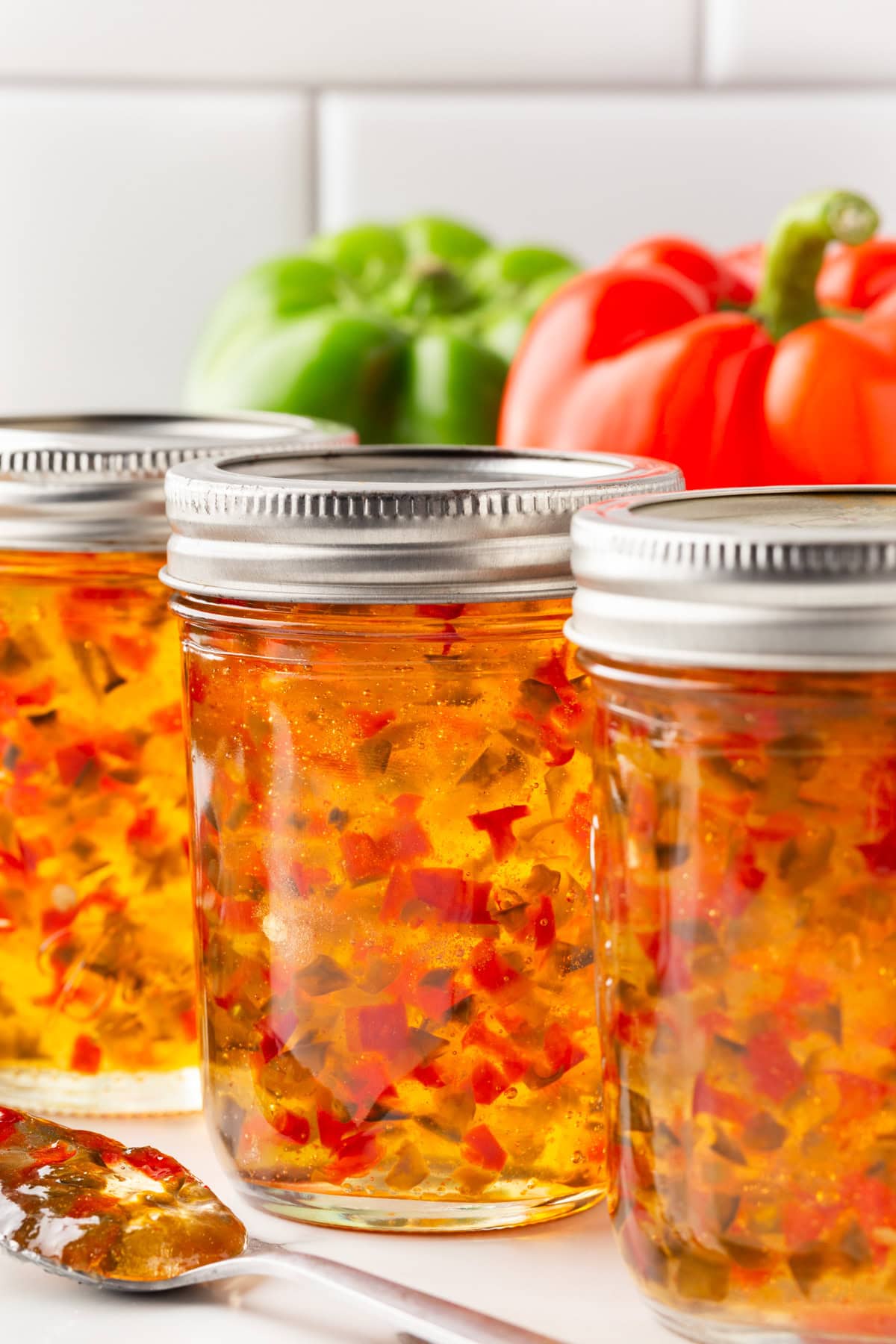 A trio of pepper jelly jars. 