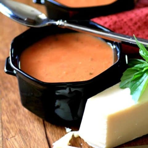 Slow Cooker Tomato Basil Soup #SundaySupper