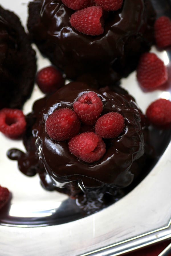 Chocolate Chambord Mini Bundt Cakes