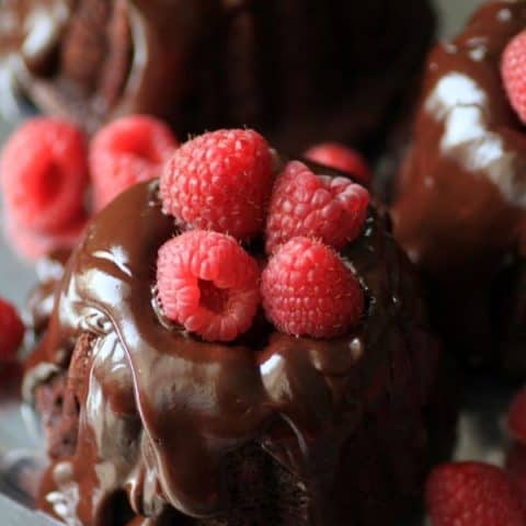 Chocolate Chambord Mini Bundt Cakes #BundtBakers