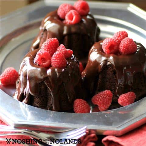 Chocolate Chambord Mini Bundt Cakes #BundtBakers