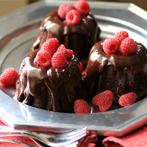 Chocolate Chambord Mini Bundt Cakes