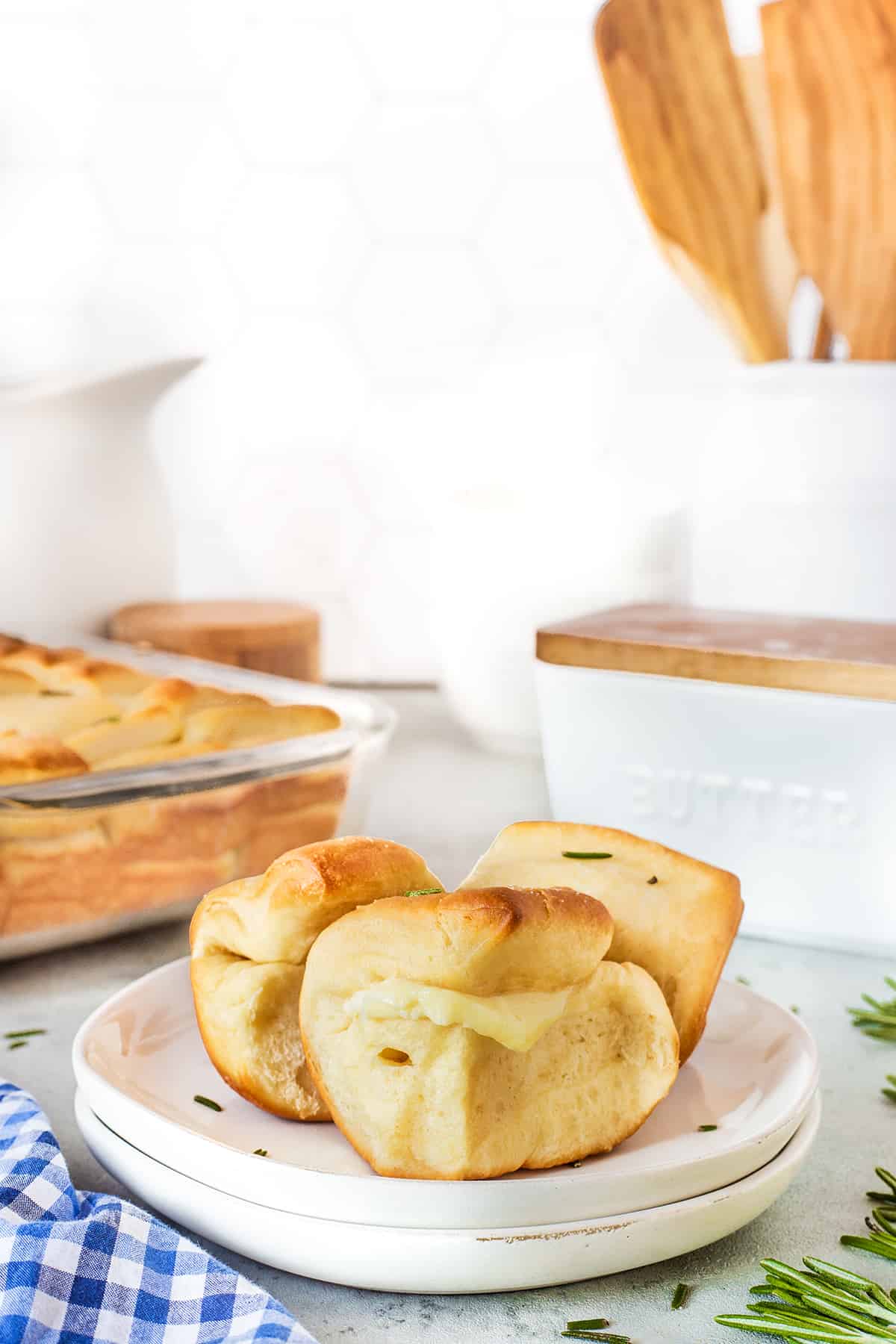 Parker House Rolls with butter on a plate