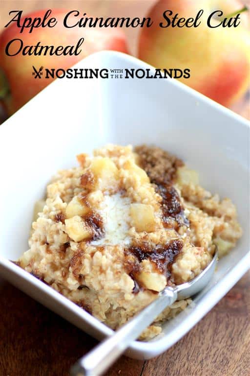 Apple Cinnamon Steel Cut Oatmeal by Noshing With The Nolands 
