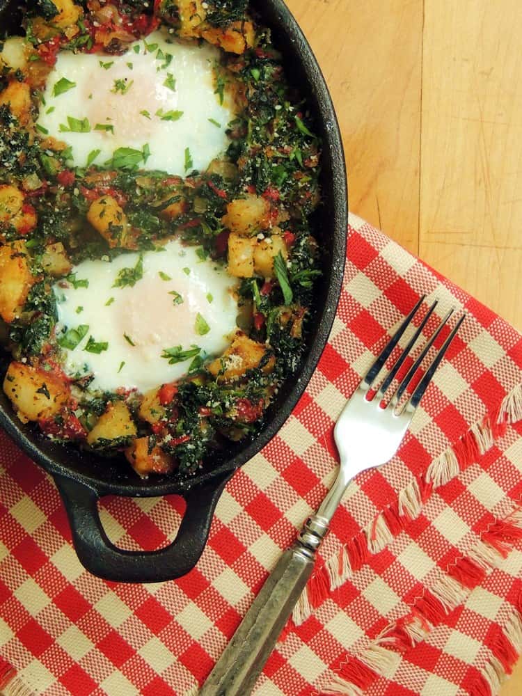 Potato Hash with Spinach and Roasted Red Peppers by Bobbi's Kozy Kitchen